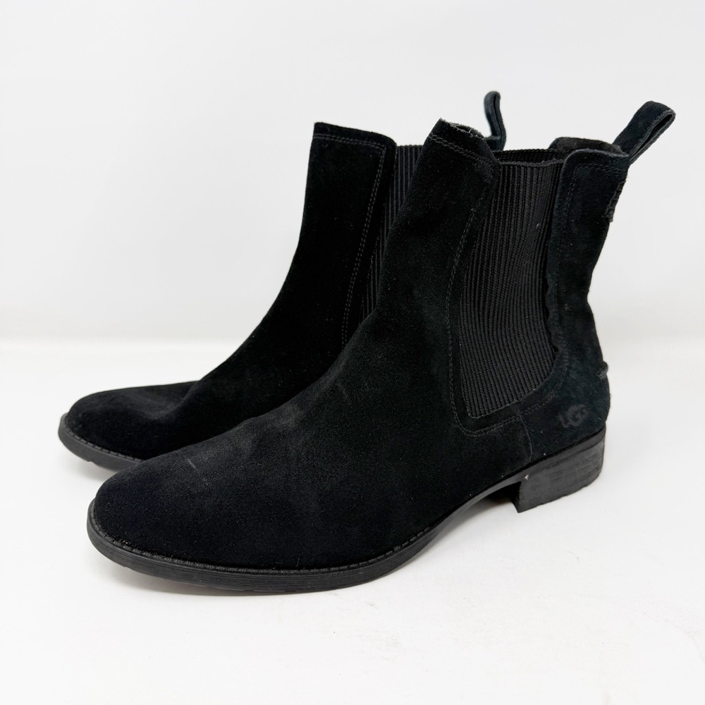 UGG Black Suede Hillhurst II Chelsea Ankle Boots Size 10 Elastic Pull On NEW